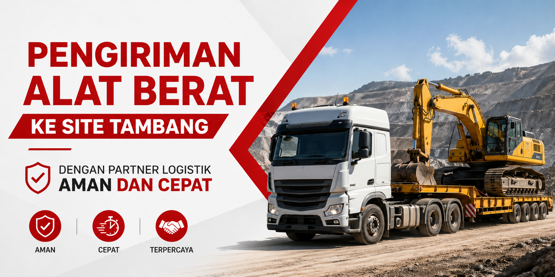 pengiriman alat berat ke site tambang menggunakan lowbed trailer