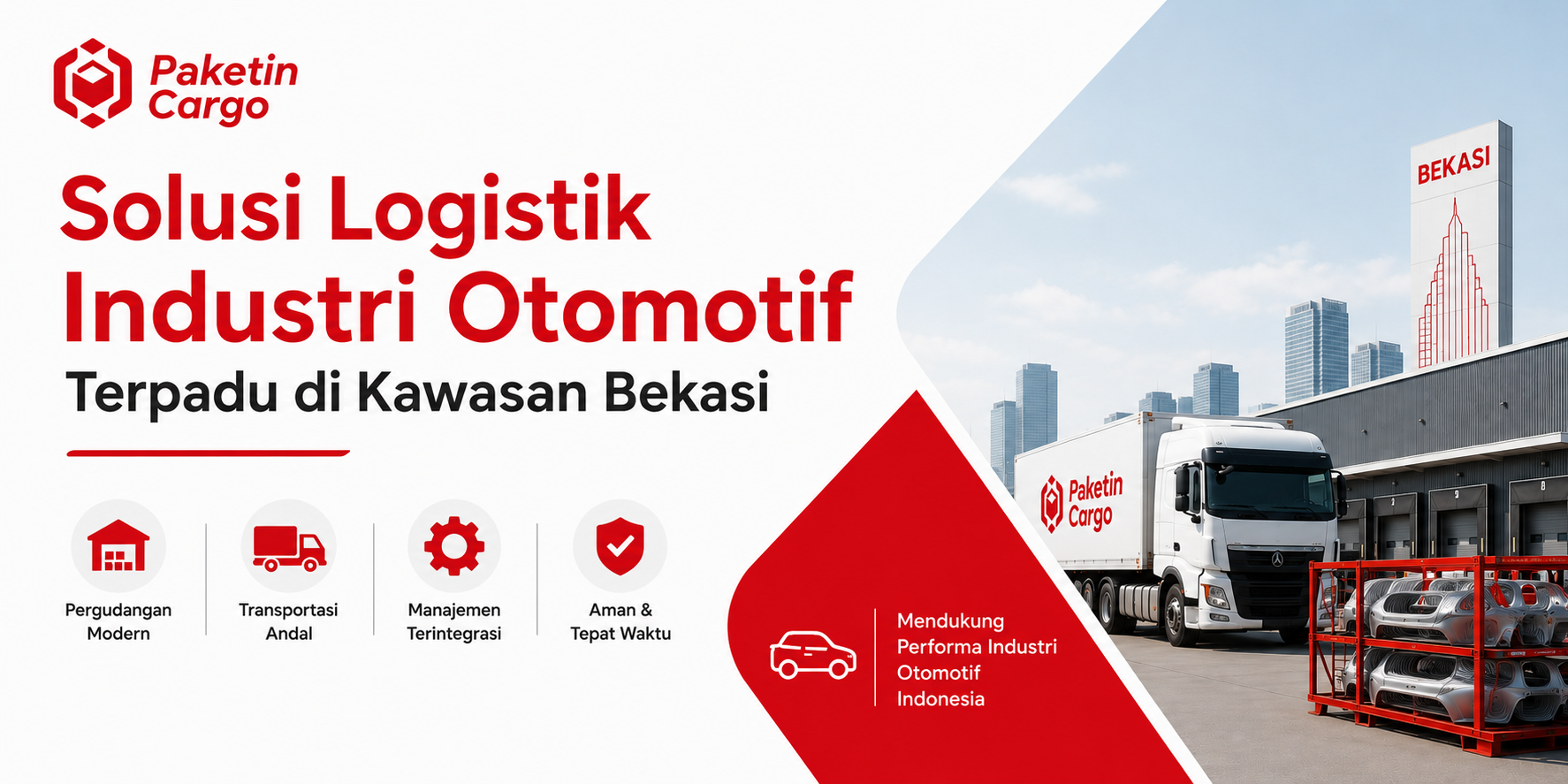 Armada Paketin Cargo melakukan distribusi komponen otomotif di kawasan industri Cikarang-Bekasi.