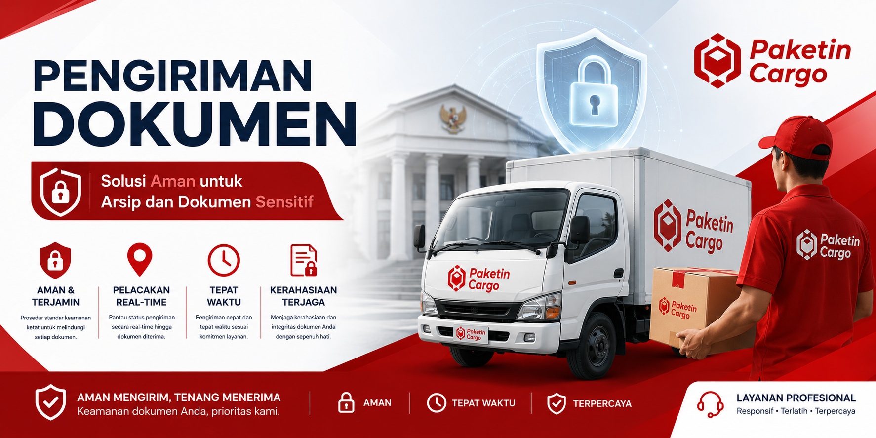 Distribusi dokumen pemerintah dan arsip penting menggunakan layanan secure document transport Paketin Cargo.