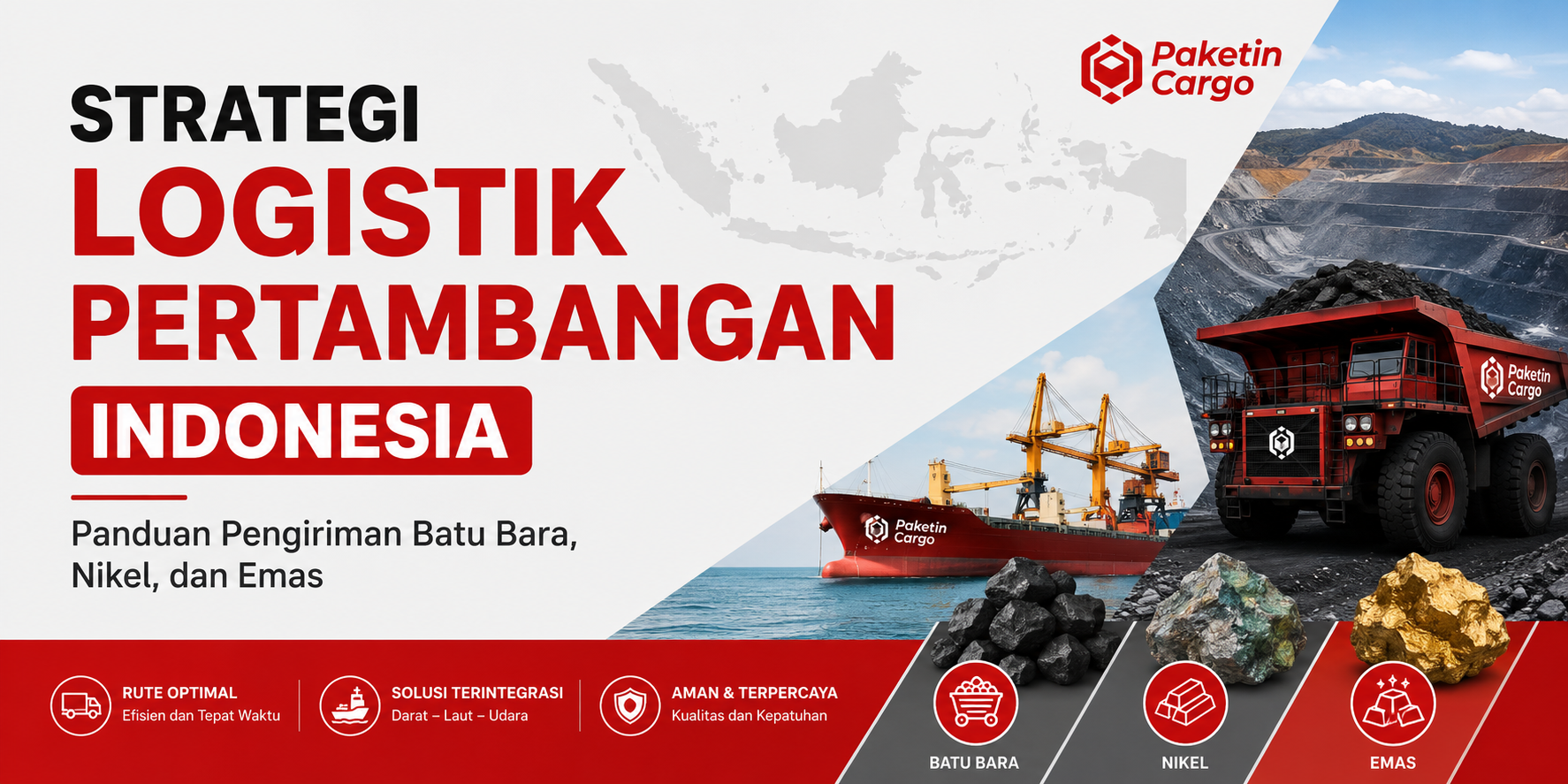 Truk logistik pertambangan Indonesia Paketin Cargo untuk pengiriman batu bara dan nikel.